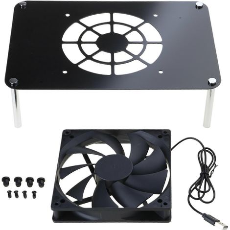 Lüfter für WLAN-Router, 12 cm, 14 cm, PC/Laptop/Computer, Kühlfuß, Lüfterhalterung, Kühlkörper, Schwarz (Schwarz) (1/5)