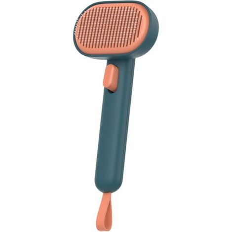 [JAMAIS UTILISÉ] Brosse à poils d'animaux verte 21,1 x 10,35 cm 1 brosse de toilettage autonettoyante pour chat avec bouton pour éliminer les nœuds de poils