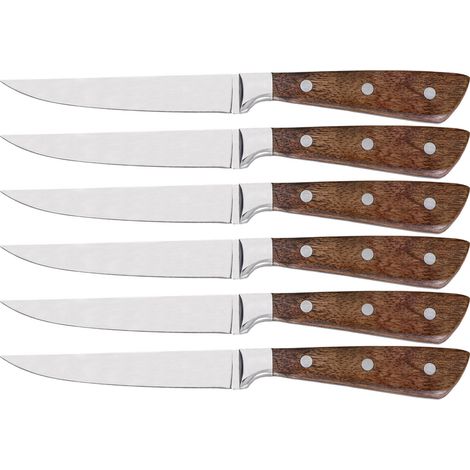 Set 6 Coltelli da Tavola Lama Liscia in Legno e Acciaio Inox Walker (1/2)