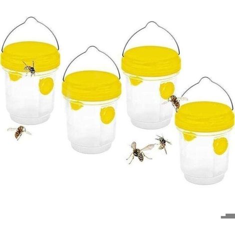Piege Frelon Asiatique,Piege A Guepes Et Frelons Exterieur À Suspendre,Kit Piege A Frelon pour Bouteille Plastique Interieur,4PC (1/4)