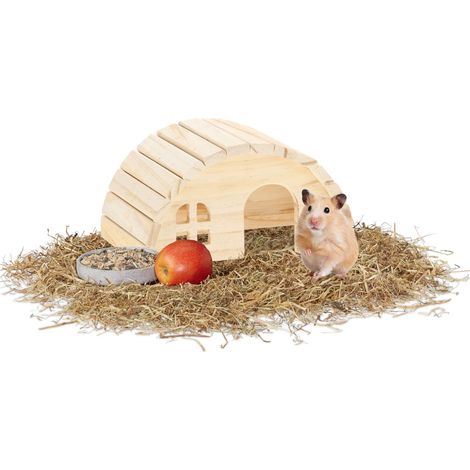 Relaxdays Casetta per Roditori, Accessori per Criceti e Topi, Habitat e Rifugio, Legno di Pino, 10x18,5x13 cm, Naturale
