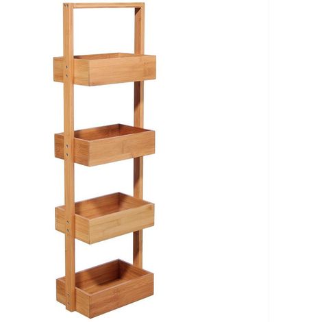 Etagère en Bambou Naturel 4 Niveaux 28x16x88 cm - SILUMEN (1/4)