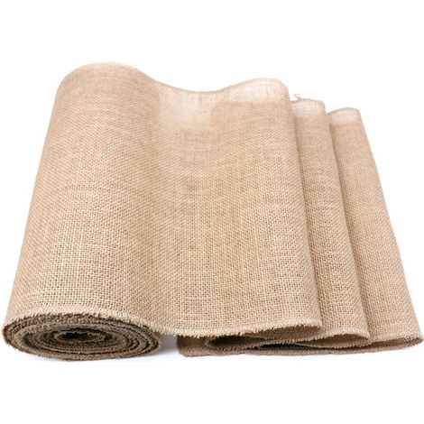 Chemin de Table Toile de Jute 30cmx10M Chemin de Table Jute Bords Cousus pour Mariage Festival Fête Décorations (1/5)