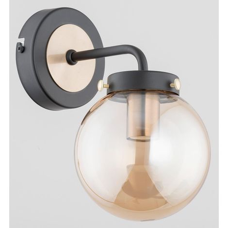 Alfa GRAP Wall Sconce Light 1xE14 Max 40W, Black with Brass/Gold Accents, Metal & Glass Indoor Kinkiet Wall Lamp, 26 cm Height, IP20, Dimmable with Suitable Bulb, for Bedroom Hallway