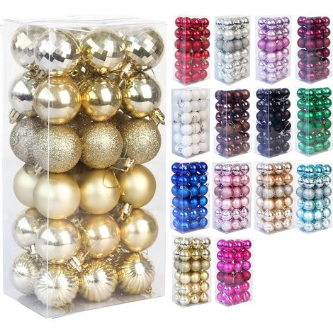 Boule De Noel - 4 cm - En Plastique Incassable - Pour Arbre De Noel - Lot De 36 Pièces - Bleu (1/5)