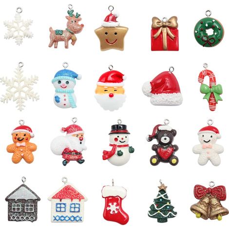 20 Pieces Resin Accessories Christmas Miniature Pendant DIY Christmas Gifts Party Decoration Christmas Pendant for Christmas Tree Party Decoration DIY Jewelry (1/5)