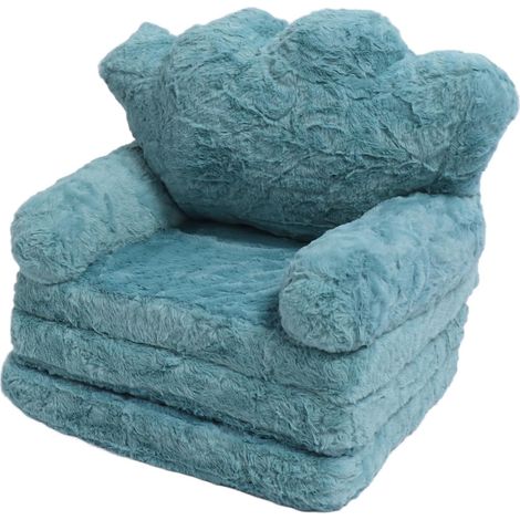 Children's Outdoor Chair, Cute Folding Sofa in Soft Green Fabric, Lightweight and Foldable PP Cotton with Crown Pattern for Kindergarten Reading (1/5)