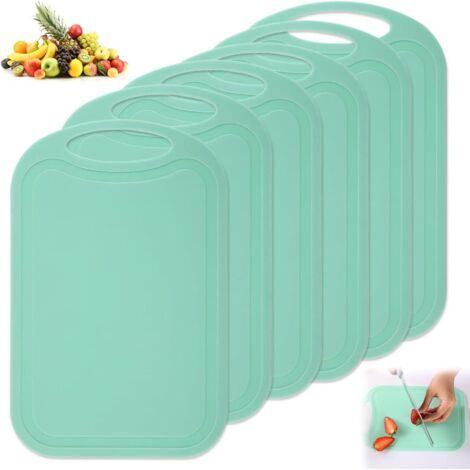 Lot de 6 Antidérapante Planches à Découper de Cuisine Antibactérien avec Poignée, Planche a Decouper Plastique, Alimentaires PP-Matériel Planche à Découper de Cuisine pour Viande, Légumes, Fruits (1/5)