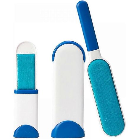 Shxx Brosse anti-poils d'animaux – Brosse autonettoyante pour canapés, vêtements, tapis et voitures – Brosse de voyage et station de nettoyage incluses – (Bleu) G922 (1/5)