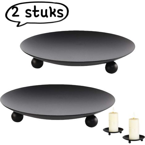 Lot de 2 bougeoirs en fer ancien, décoration romantique pour table à manger, noir (1/5)