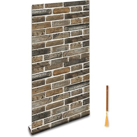Papier peint en pierre - 44.5x1200CM Papier peint autocollant en vinyle - Brique rouge - Décoration murale imperméable - Rouleau de marque-pages en bois exquis (1/5)