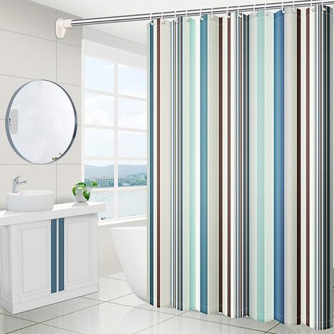 180 x 200 cm Rideau de douche textile Anti moisissure et imperméable Antibactérien Lavable PEVA Avec anneaux (1/5)