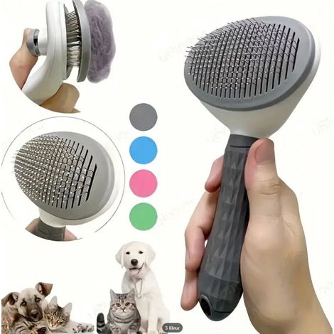 Spazzola super pratica per animali domestici Rimuove tutti i peli dalla spazzola con un clic Spazzola per gatti Spazzola per cani Pelo lungo Pelo corto Veloce e facile (1/5)