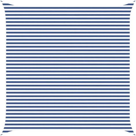 Voile d'ombrage bleue et blanche, 5 x 5 mètres, 100% polyester Oxford. (1/5)