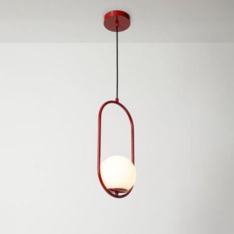 Lámpara Colgante Bola Cristal "JOHN" - E27 - Ø 15cm - Rojo