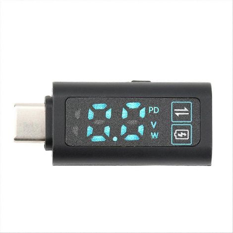 Digitales USB-C-Voltmeter, 5–24 V DC, HD-Display, PD100W-Schnellladeadapter, Leistungsprüfer, blaues Display (1/5)