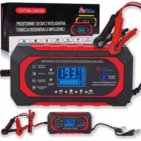 RECTIFICADOR AUTOM脕TICO CARGADOR DE BATER脥AS INTELIGENTE LCD 12V 24V
