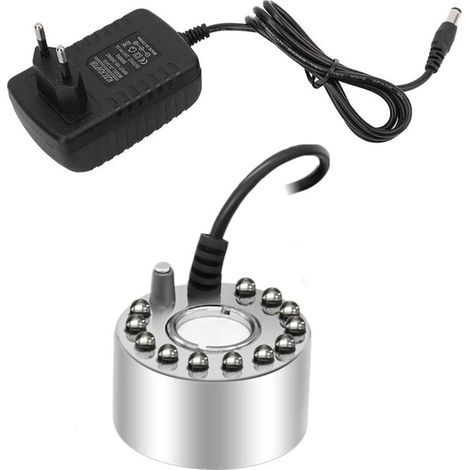 12 LED Indoor Mist Sprayer for Fountains, Small Pond Mister, Air Humidifier - Perfect for Water Fountains, Ponds, Halloween, Christmas Decorations (Silver) (1/5)