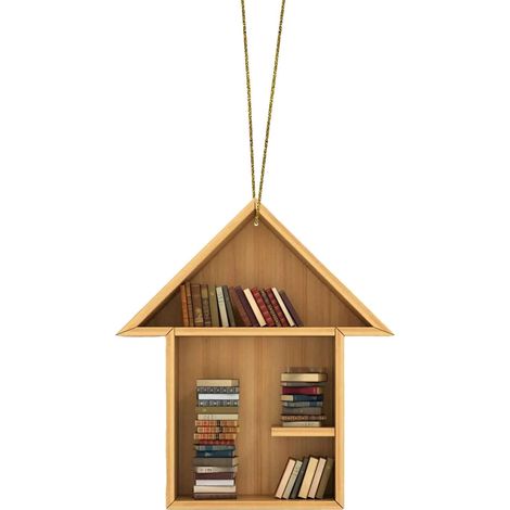 Pendentif En Acrylique Forme De Coeur Avec Étagère À Livres - Décoration Murale Ou Arbre De Noël - 1 Pièce (1/5)