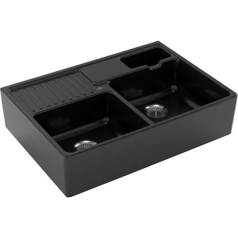 Évier VB en pierre 895x630mm avec égouttoir. Kit de montage Keram Pure Bl
