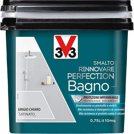V33 Smalto Rinnovare Perfection Bagno Muri Piastrelle Mobili Reistente Acqua - Colore: Grigio Chiaro Satinato (1/4)