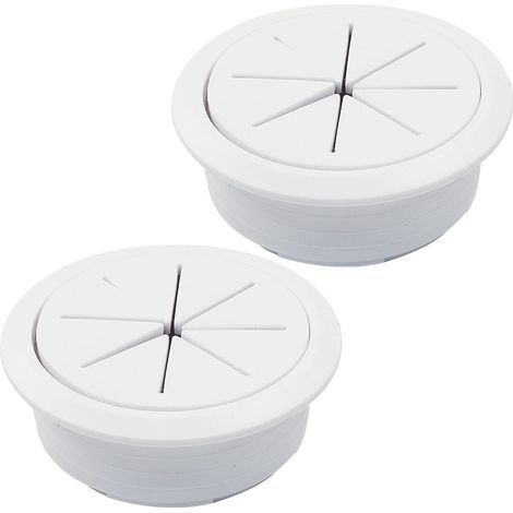 Bürokabeldurchführung (80 mm), 3 Stück, weiße Kabelabdeckung, aus ABS-Kunststoff, zur Kabelführung durch Schreibtische.