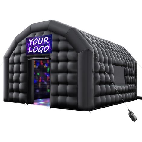 Tissu Oxford 210D Tente Cube Gonflable Noire Discothèque avec Souffleur 680W 5x4x3,8m 20m² pour Soirée Événement Mariage (1/5)