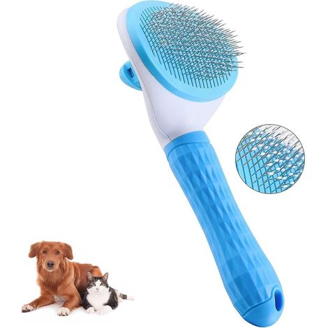 Selbstreinigende Hunde- und Katzenhaarbürste/Kamm zur Entfernung loser Haare bei Katzen und Hunden – entfernt effektiv bis zu 95 % der losen Haare und Späne, geeignet (1/5)