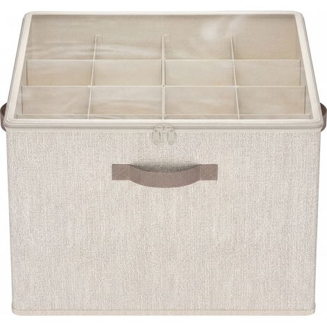 SONGMICS Organiseur de Chaussures, pour jusqu’à 16 Paires, Boîte de Rangement Gain de Place, Séparateurs Réglables, Empilable, Couvercle Transparent, pour Armoire, Beige Cappuccino LSP621LH01 (1/5)