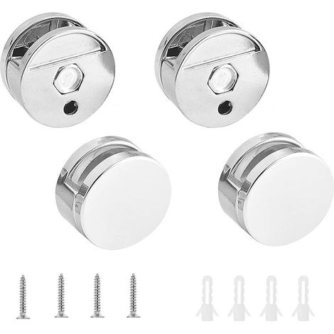 Quatre clips en verre, clips de miroir en alliage de zinc, supports de montage de miroir, pinces de miroir, clips de support, adaptés aux salles de bains, aux salons et aux lieux publics. (1/5)