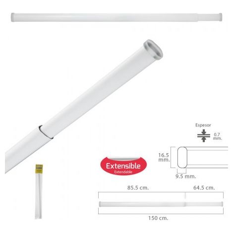 Barra Visillo Extensible 85.5/150 cm. Con Muelle Presion Ajustable (1 Pieza)