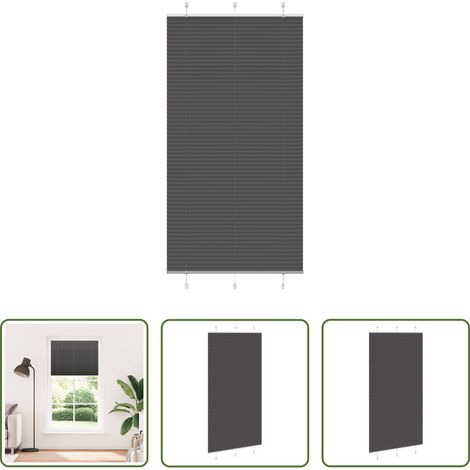 Store zébré - Store plissé noir 110x200 cm largeur du tissu 109,4cm polyester (1/5)