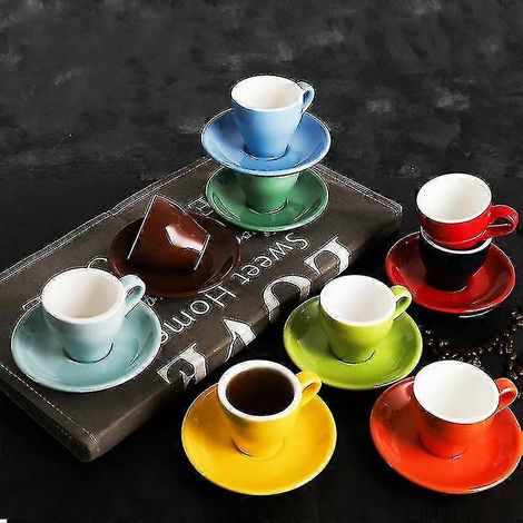 Tasse à café italien noir Macaron Espresso bleu ciel (1/5)