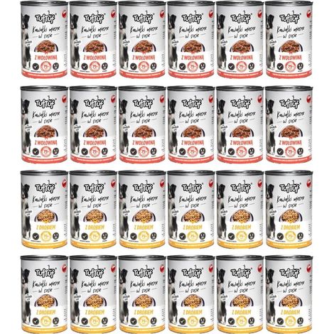 Nassfutter für Hunde, 75 % Fleischmischung, 24 x 415 g, 9,96 kg in TUF TUF Sauce
