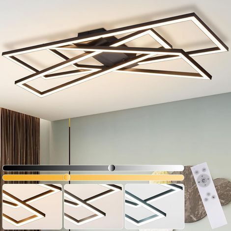 GBLY Deckenlampe LED Deckenleuchte Schlafzimmer - Schwarz 45W Wohnzimmerlampe Dimmbar Schlafzimmerlampe mit Fernbedienung Modern Design Wohnzimmer Flurlampe Metall Deckenlampen für Küche Esszimmer