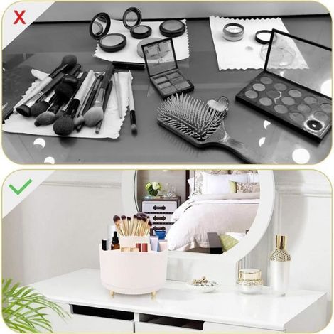 Organisateur Maquillage,360°Rotatif Pot a Crayon Rangement Pinceaux Maquillage 5 Compartiments Pinceaux Maquillage Organisateur (1/4)