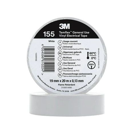 Nastro Isolante Temflex 155 PVC 19mm x 20m 3M 7100184744 Bianco