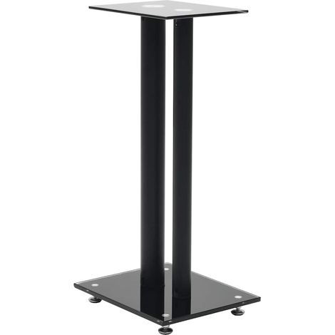 Support haut-parleur 2pc Verre trempé Design 2 colonnes Noir CFW77338 (1/5)
