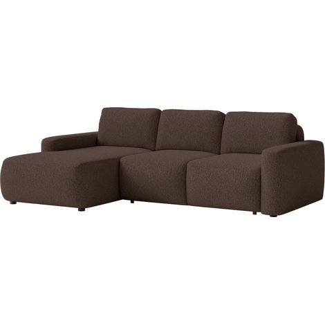Selsey Carnos Mini – Ecksofa mit Schlaffunktion, Ottomane links, Chenille Braun (1/5)