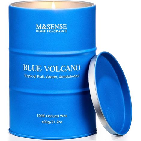 Duftkerzen Sojaduftkerzen Glas 130 Stunden Geschenk 600g Blauer Vulkan (1/5)