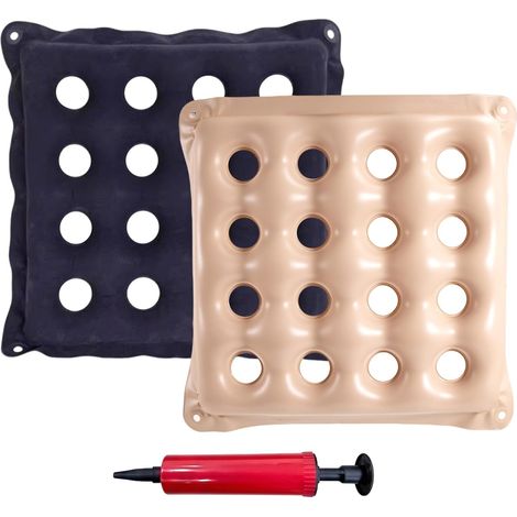 Lot de 3 coussins d'assise gonflables avec pompe, coussin d'air en nid d'abeille à 16 trous pour répartition de la pression, coussin de siège antidérapant pour chaise de bureau et fauteuil (1/5)
