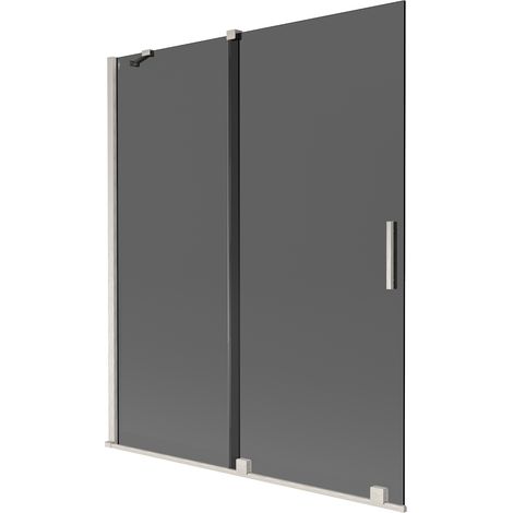 Mexen Velar pannello per vasca da bagno scorrevole a 2 ante 140 x 150 cm, grafite, nichel spazzolato - 896-140-000-41-97 (1/2)