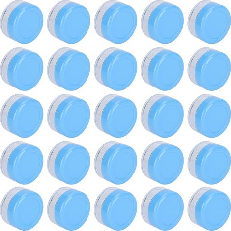 Récipient à Crème Vide Récipient Cosmétique en Plastique 25 Pièces Mini Pot de Maquillage Rond pour Voyage Boîte d'échantillon Portable Bleue avec Couvercle à Vis pour Perles de Poudre de (1/5)
