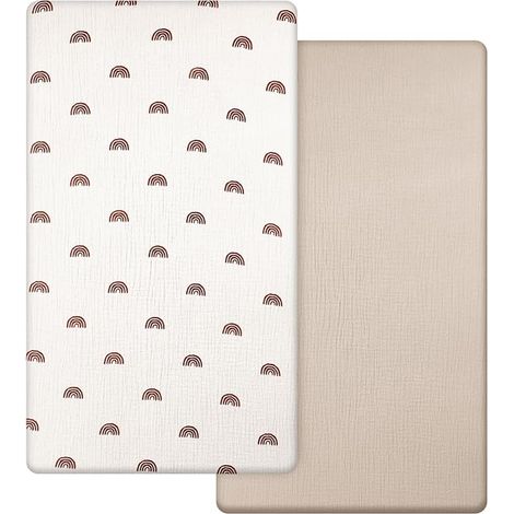 Drap Housse 70x140 cm, Mousseline de Coton Drap Housse Lit Bebe, Protege Matelas Bebe Lits Bébé, Lit de Voyage et Lit D'appoint (1/4)