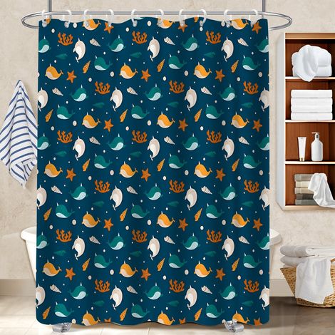 Rideau douche imperméable polyester 180x180 avec anneaux cache baignoire pour hôtel / airbnb (1/5)
