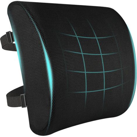 Coussin De Soutien Lombaire, Support Ergonomique Maintien du Dos en Mousse À Mémoire De Forme, Corrige La Posture, pour Voiture Bureau Chaise Fauteuil, Housse Lavable (Noir) (1/5)