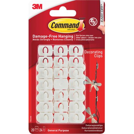 Command White Decorating Clips Pack of 20 – Easy-to-Use Wall Mounting Clips for Decorative and Light Items