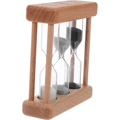 POPETPOP Minuteur Sablier Décoratif en Bois et Verre 5 Silencieux (1/5)