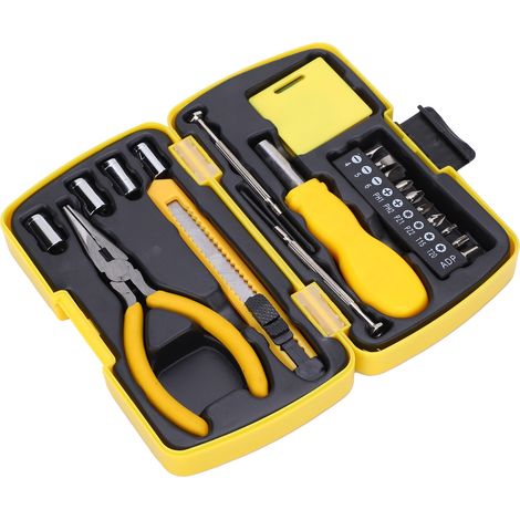 Kit Outil Ménager 11 Pièces Acier Carbone Tournevis Douilles Ruban à Mesurer Couteau Utilitaire (1/5)