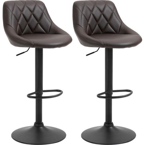 SET 2 SGABELLI DA BAR DI DESIGN GIREVOLI CON ALTEZZA REGOLABILE - MARRONE (1/5)